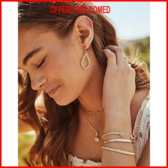 Gold Plated Brass Drop Earrings, Lever Back, 2.75 Inch Length - Picture 4 of 5